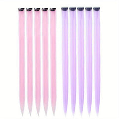 10Pcs Purple Clip In Hair Extensions, Ombre Purple Party Hairpieces