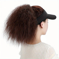 Synthetic Hair Wig w/ Ponytail Baseball Cap & Wavy Corn Hair Extensions