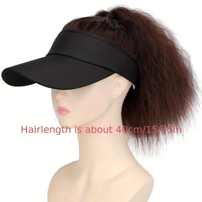 Synthetic Hair Wig w/ Ponytail Baseball Cap & Wavy Corn Hair Extensions