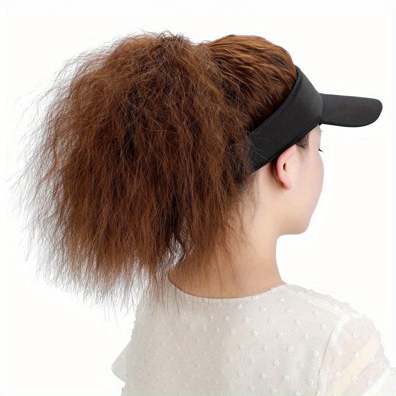 Synthetic Hair Wig w/ Ponytail Baseball Cap & Wavy Corn Hair Extensions