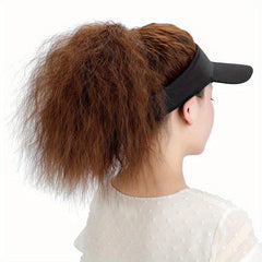 Synthetic Hair Wig w/ Ponytail Baseball Cap & Wavy Corn Hair Extensions
