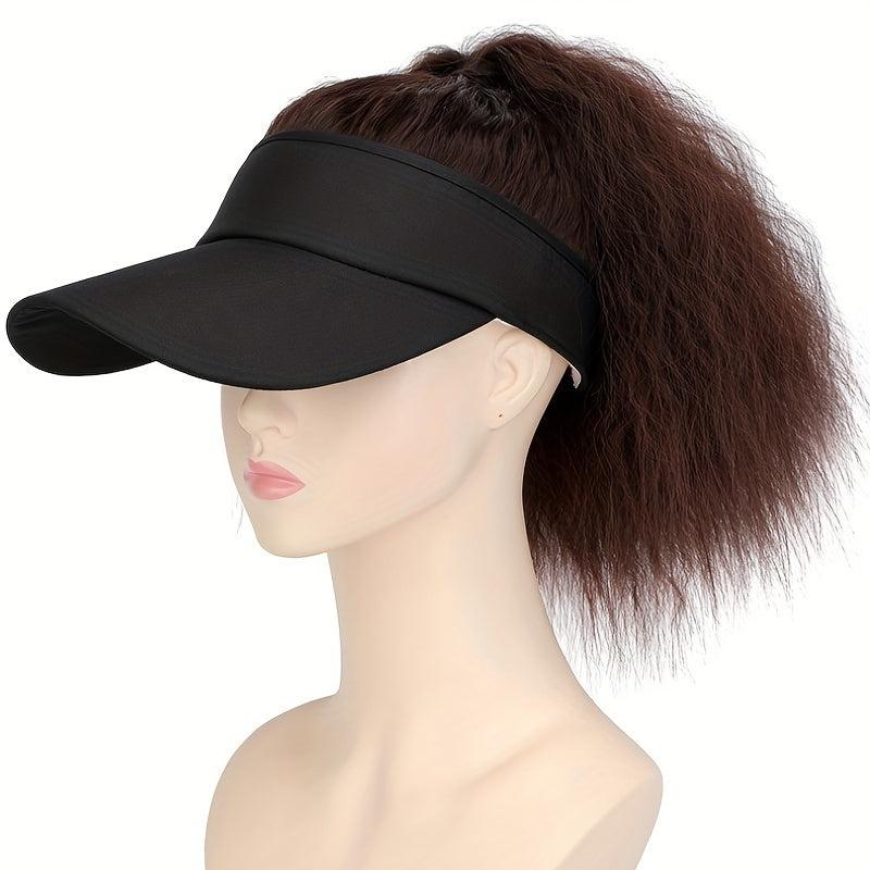 Synthetic Hair Wig w/ Ponytail Baseball Cap & Wavy Corn Hair Extensions