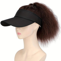 Synthetic Hair Wig w/ Ponytail Baseball Cap & Wavy Corn Hair Extensions