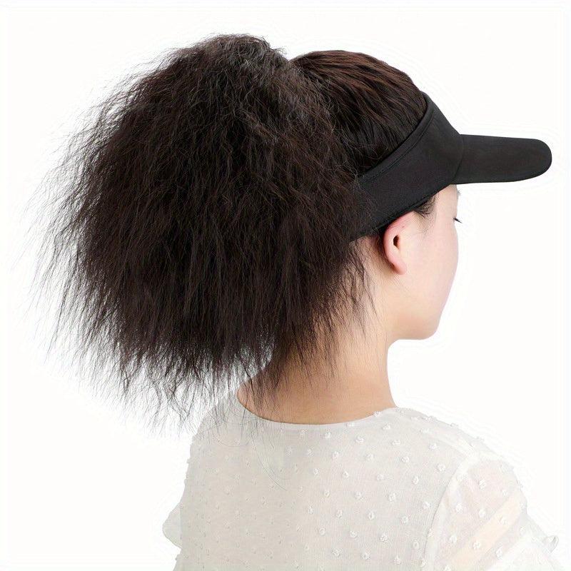 Synthetic Hair Wig w/ Ponytail Baseball Cap & Wavy Corn Hair Extensions