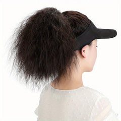 Synthetic Hair Wig w/ Ponytail Baseball Cap & Wavy Corn Hair Extensions