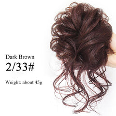 Messy Curly Hair Bun Chignon Elastic Scrunchy False Hair Pieces Brown