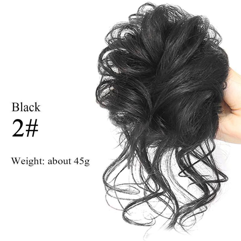 Messy Curly Hair Bun Chignon Elastic Scrunchy False Hair Pieces Brown