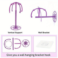 Wall Mounted Wig Head Stand Holder Portable Folding Adjustable Wig Stands
