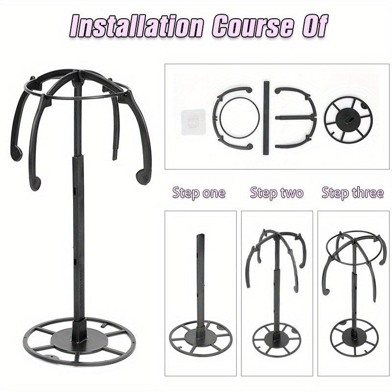 Wall Mounted Wig Head Stand Holder Portable Folding Adjustable Wig Stands
