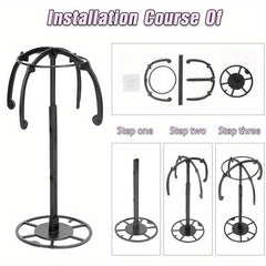 Wall Mounted Wig Head Stand Holder Portable Folding Adjustable Wig Stands