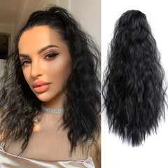 Claw Ponytail Brown Long Curly Wavy Ponytail Extensions Synthetic Clip In Hair