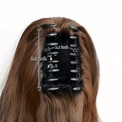 Claw Ponytail Brown Long Curly Wavy Ponytail Extensions Synthetic Clip In Hair