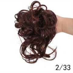Wavy Curly Hair Bun Chignon for Women with Elastic Hair Rope - Easy Styling