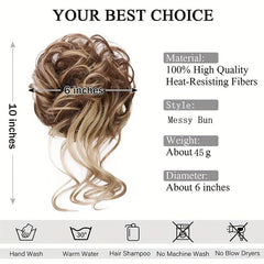 Wavy Curly Hair Bun Chignon for Women with Elastic Hair Rope - Easy Styling