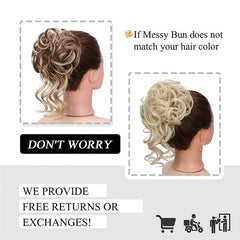 Wavy Curly Hair Bun Chignon for Women with Elastic Hair Rope - Easy Styling