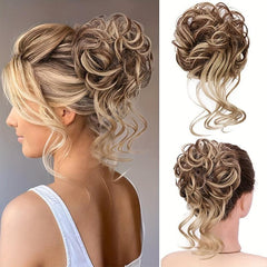 Wavy Curly Hair Bun Chignon for Women with Elastic Hair Rope - Easy Styling