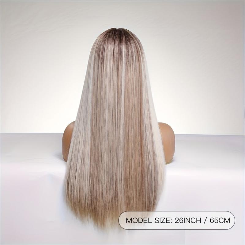 Matte Grey Long Straight Wig With Bangs for Women - 100 Density