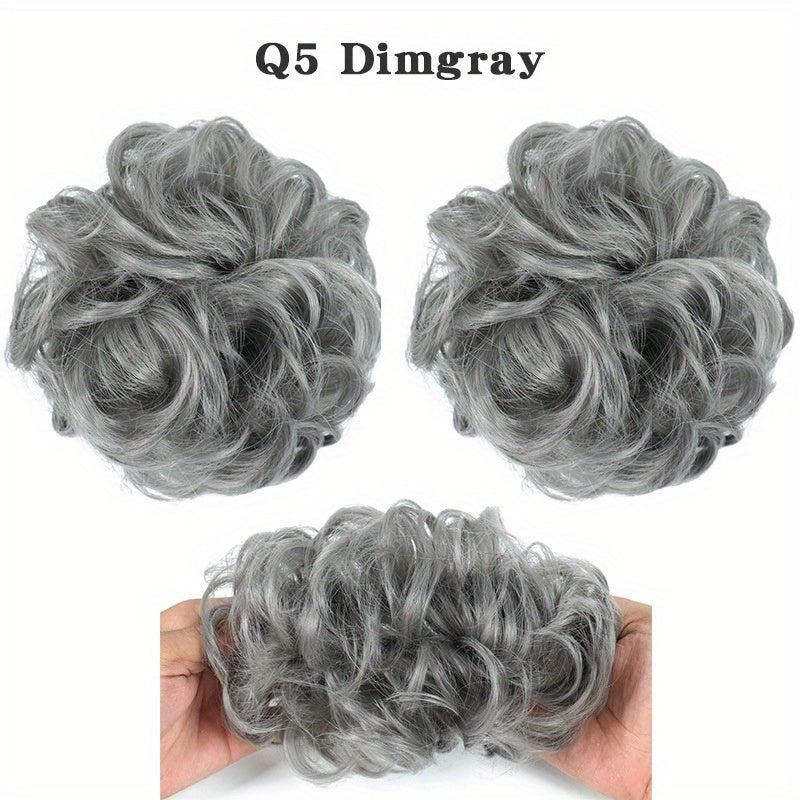 Messy Hair Bun Extensions Curly Wavy Chignon Scrunchy Updo Hairpiece