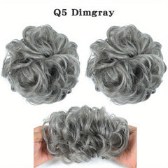 Messy Hair Bun Extensions Curly Wavy Chignon Scrunchy Updo Hairpiece