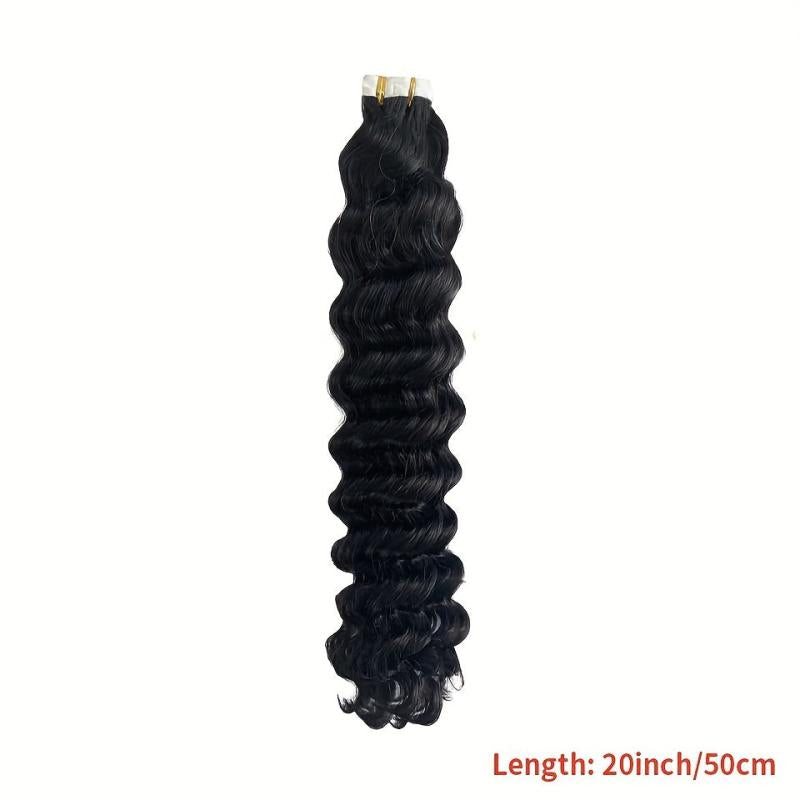 Deep Wave Curly Human Hair Tape In Extensions