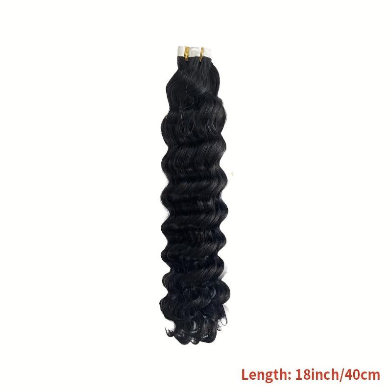 Deep Wave Curly Human Hair Tape In Extensions