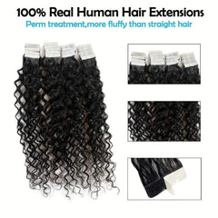 Deep Wave Curly Human Hair Tape In Extensions