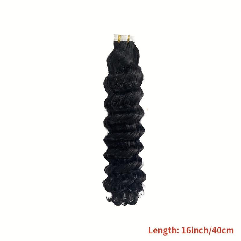 Deep Wave Curly Human Hair Tape In Extensions