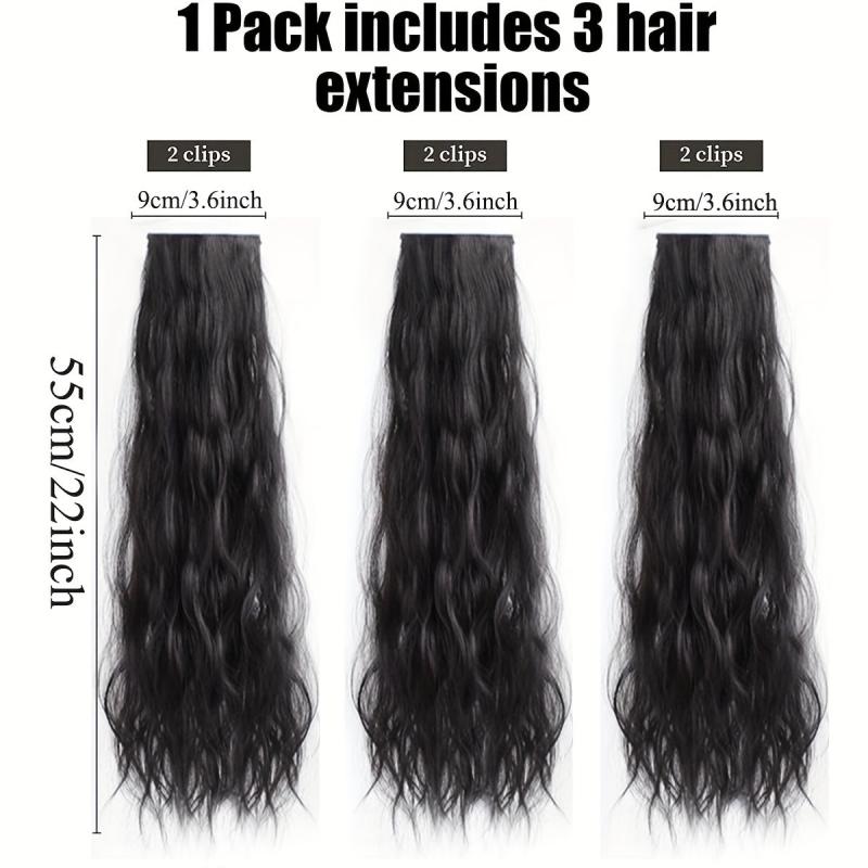 3pcs Set Curly Wavy Hair Extensions 55 88 Cm Long Brown Hair Extensions