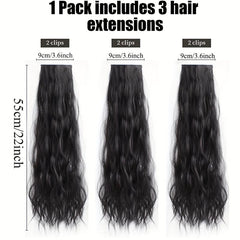 3pcs Set Curly Wavy Hair Extensions 55 88 Cm Long Brown Hair Extensions