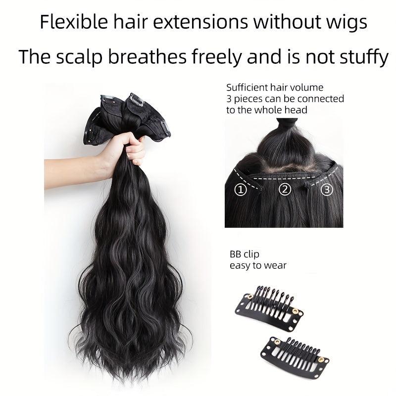 3pcs Set Curly Wavy Hair Extensions 55 88 Cm Long Brown Hair Extensions
