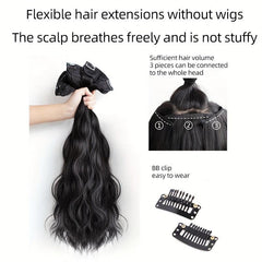 3pcs Set Curly Wavy Hair Extensions 55 88 Cm Long Brown Hair Extensions