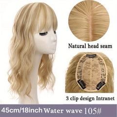 Long Water Wave Hair Pieces With Bangs 45-72 cm Synthetic Curly Hair Topper