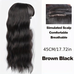 Long Water Wave Hair Pieces With Bangs 45-72 cm Synthetic Curly Hair Topper