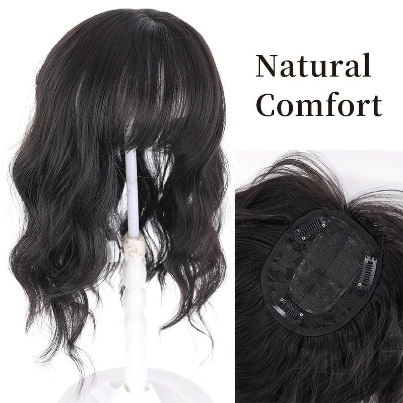 Long Water Wave Hair Pieces With Bangs 45-72 cm Synthetic Curly Hair Topper