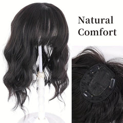 Long Water Wave Hair Pieces With Bangs 45-72 cm Synthetic Curly Hair Topper