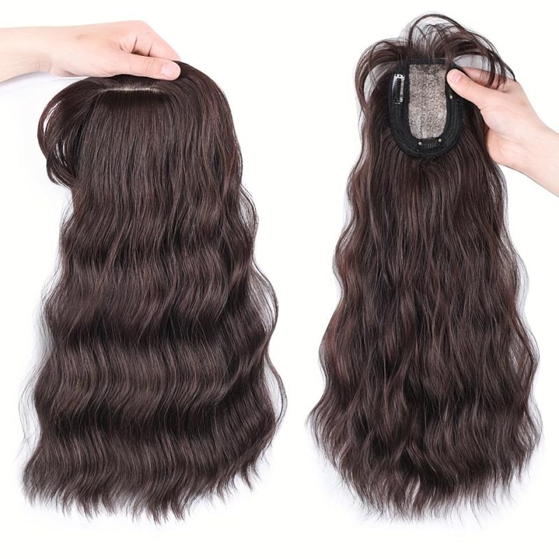 Long Water Wave Hair Pieces With Bangs 45-72 cm Synthetic Curly Hair Topper