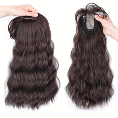 Long Water Wave Hair Pieces With Bangs 45-72 cm Synthetic Curly Hair Topper