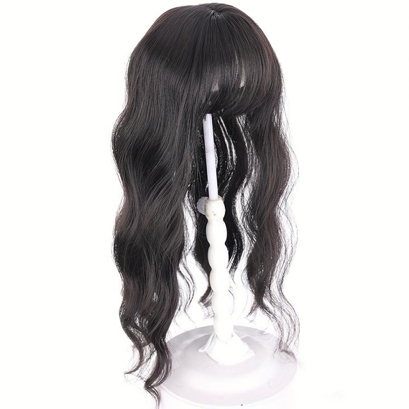 Long Water Wave Hair Pieces With Bangs 45-72 cm Synthetic Curly Hair Topper