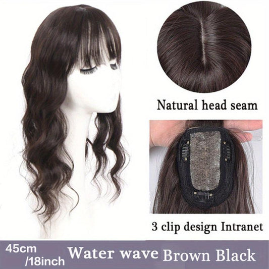 Long Water Wave Hair Pieces With Bangs 45-72 cm Synthetic Curly Hair Topper