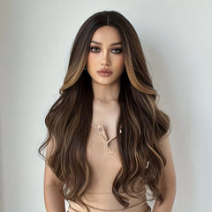Long Wavy Butterfly Haircut Wig Synthetic Fiber Hair Replacement Women