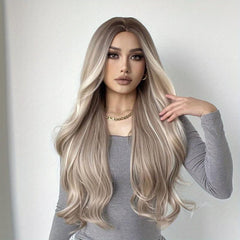 Long Wavy Butterfly Haircut Wig Synthetic Fiber Hair Replacement Women