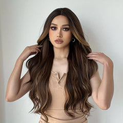 Long Wavy Butterfly Haircut Wig Synthetic Fiber Hair Replacement Women