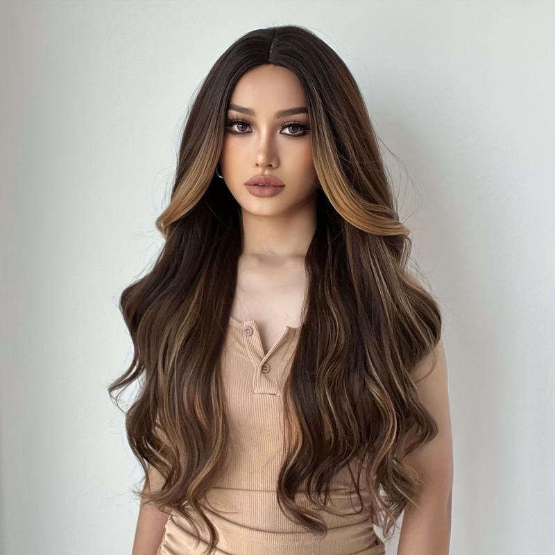 Long Wavy Butterfly Haircut Wig Synthetic Fiber Hair Replacement Women