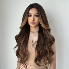 Long Wavy Butterfly Haircut Wig Synthetic Fiber Hair Replacement Women