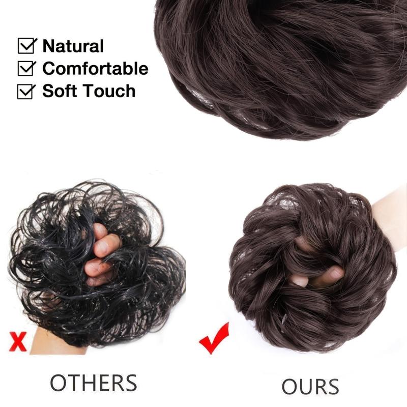 Messy Bun Hair Scrunchies Curly Wavy Chignon For Women Hairpiece