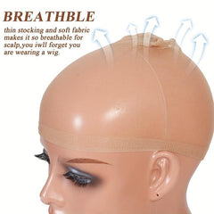 2 Pcs Transparent HD Wig Caps Sheer Thin Nylon Cap