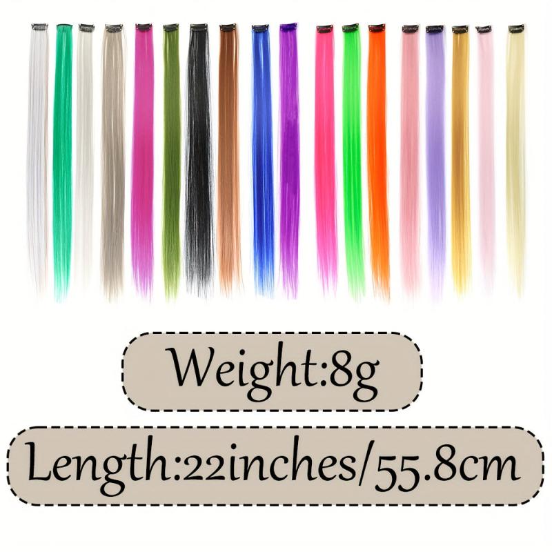 Rainbow Clip In Hair Extensions 55-88 cm Heat Resistant Cosplay