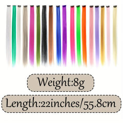 Rainbow Clip In Hair Extensions 55-88 cm Heat Resistant Cosplay