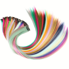Rainbow Clip In Hair Extensions 55-88 cm Heat Resistant Cosplay