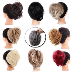 Women's Short Bun Headband Long Beard Monochrome Double Hair Bun
